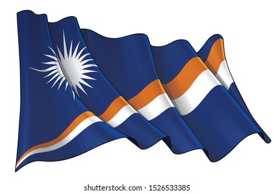 Vector illustration of a Waving Flag of Marshal Islands. All elements neatly on well-defined layers and groups.
