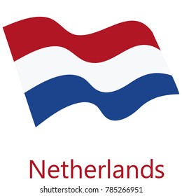 Vector illustration waving flag of Netherlands icon. Netherlands flag button isolated on white background