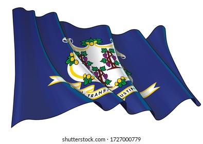 Vector Abbildung einer Wellenflagge des Staates Connecticut. Alle Elemente auf gut definierten Ebenen und Gruppen.