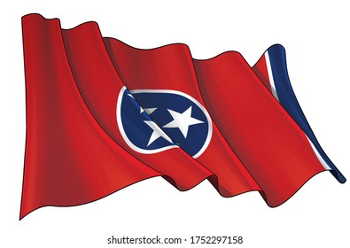 Vector illustration of a Waving Flag of the State of Tennessee. All elements neatly on well-defined layers and groups.