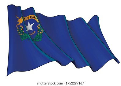 Vector illustration of a Waving Flag of the State of Nevada. All elements neatly on well-defined layers and groups.