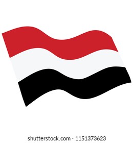 Vector illustration waving flag of Yemen icon. Republic of Yemen flag button isolated on white background