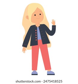 Vector Illustration of a Waving Girl Vector Illustration EPS10