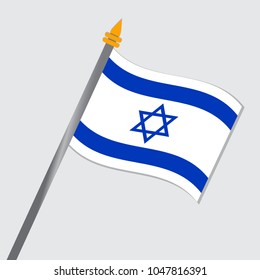 Vector illustration of waving Israel flag. Can be used as flag banner, poster, brochure, religious card, background, and icon. 