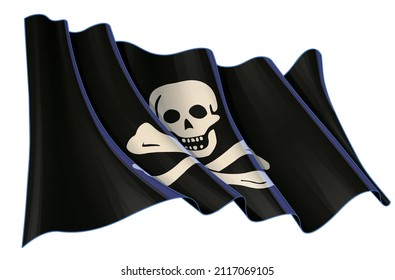 Vector illustration of a Waving Jolly Roger of the Pirate  Black Sam. All elements neatly on well-defined layers and groups.