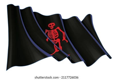 Vector illustration of a Waving Jolly Roger of the Pirate  Eduard Low. All elements neatly on well-defined layers and groups.