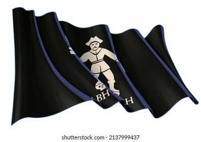 Vector Illustration Of A Waving Jolly Roger Of Black Bart. All Elements Neatly On Well-defined Layers And Groups.