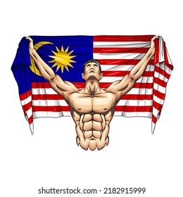 Vector Illustration of a waving Malaysian Flag. All elements neatly organized. Lines, Shading and Flag EPS format