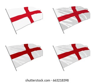 Vector illustration of waving Saint George England flag of Great Britain with different 3d effects