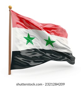 A vector illustration of the waving Syrian flag against a white background.