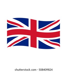Vector illustration waving United Kingdom flag vector icon isolated on white background. United Kingdom of Great Britain flag button.
