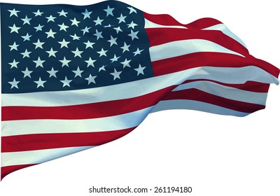 Vector illustration of a waving US  flag