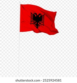 Vektorgrafik der welligen Albanien-Flagge auf transparentem Hintergrund