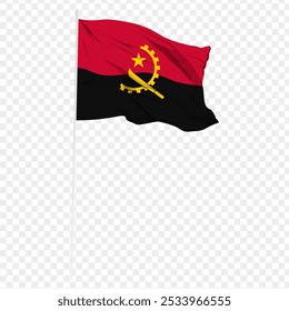 Vector illustration of wavy Angola flag on transparent background