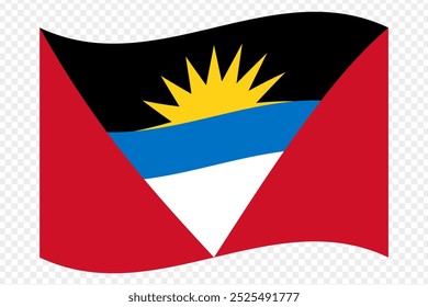 Ilustração vetorial da bandeira ondulada de Antígua e Barbuda sobre fundo transparente