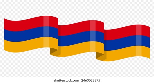 Vector illustration of wavy Armenia flag on transparent background