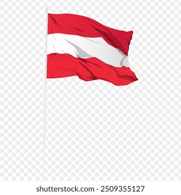 Vector illustration of wavy Austria flag on transparent background