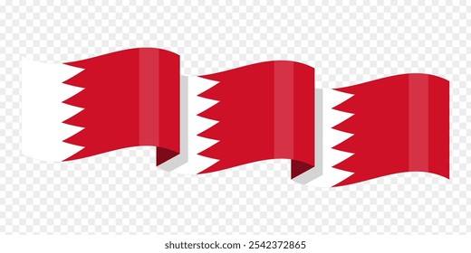 Vector illustration of wavy Bahrain flag on transparent background