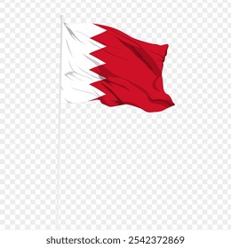 Vector illustration of wavy Bahrain flag on transparent background