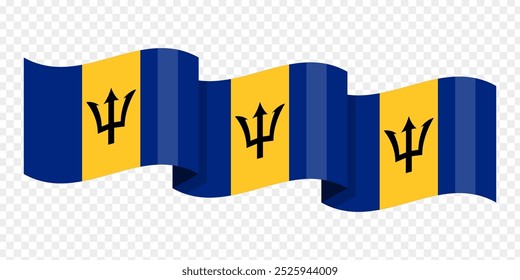 Vector illustration of wavy Barbados flag on transparent background