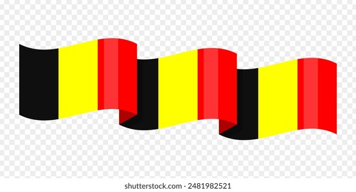 Vector illustration of wavy Belgium flag on transparent background