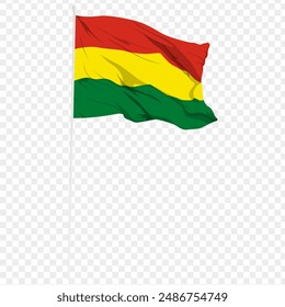 Vector illustration of wavy Bolivia flag on transparent background