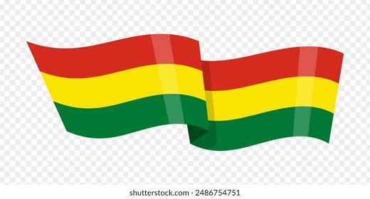 Vector illustration of wavy Bolivia flag on transparent background