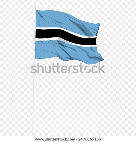 Vector illustration of wavy Botswana flag on transparent background