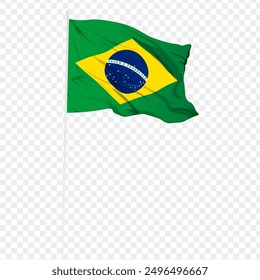 Vector illustration of wavy Brazil flag on transparent background