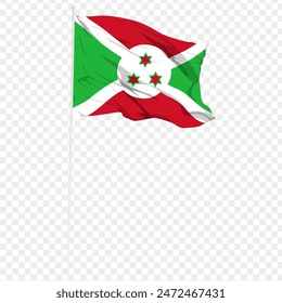 Vector illustration of wavy Burundi flag on transparent background