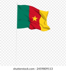 Vector illustration of wavy Cameroon flag on transparent background