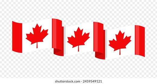 Vector illustration of wavy Canada flag on transparent background