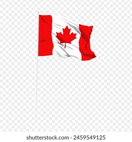 Vector illustration of wavy Canada flag on transparent background