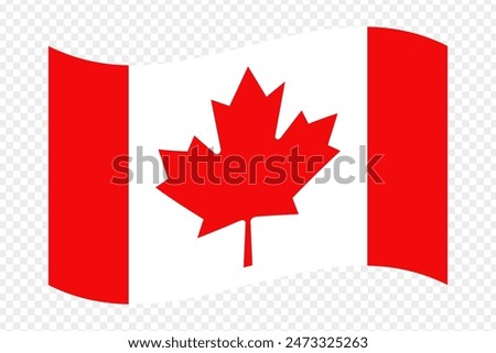 Vector illustration of wavy Canada flag on transparent background