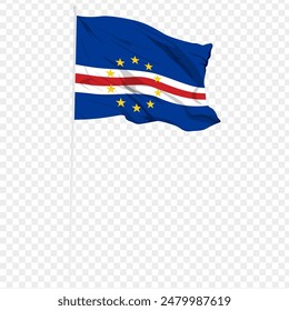 Vector illustration of wavy Cape Verde flag on transparent background