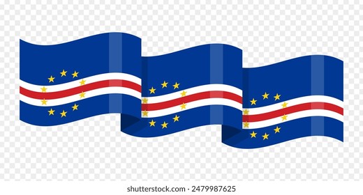 Vector illustration of wavy Cape Verde flag on transparent background