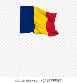 Vector illustration of wavy Chad flag on transparent background