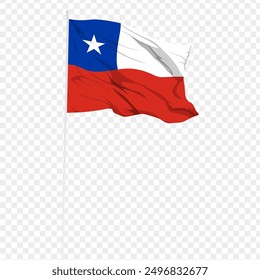 Vector illustration of wavy Chile flag on transparent background