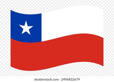 Vector illustration of wavy Chile flag on transparent background