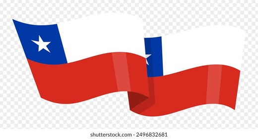 Vector illustration of wavy Chile flag on transparent background