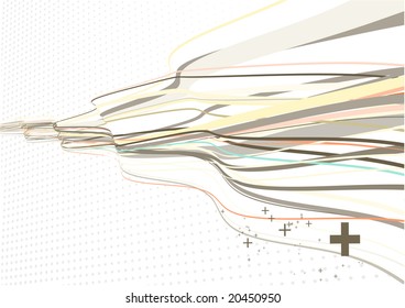 Vector illustration of wavy curved lines on doted background