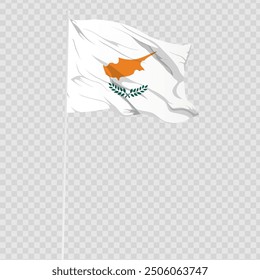 Ilustración vectorial de la bandera ondulada de Chipre sobre fondo transparente