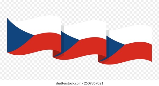 Vector illustration of wavy Czech Republic flag on transparent background