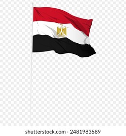 Ilustración vectorial de la bandera ondulada de Egipto sobre fondo transparente