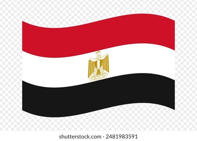 Ilustración vectorial de la bandera ondulada de Egipto sobre fondo transparente