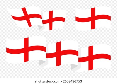 Vector illustration of wavy England flag on transparent background