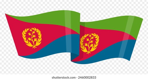Vector illustration of wavy Eritrea flag on transparent background