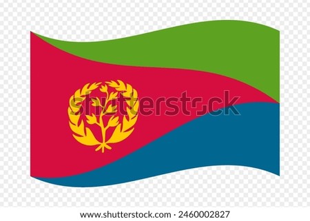 Vector illustration of wavy Eritrea flag on transparent background