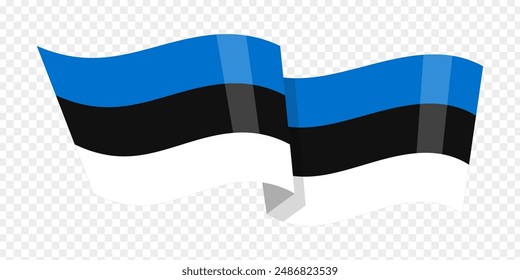 Ilustración vectorial de la bandera ondulada de Estonia sobre fondo transparente