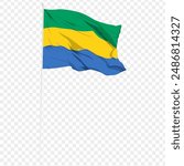 Vector illustration of wavy Gabon flag on transparent background